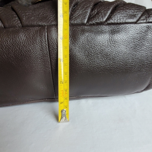 NEW Leather Handbag Gold Accents Faux Croc Turn Lock and Zip - Picture 10 of 13